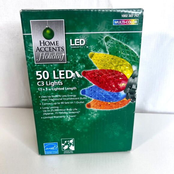 Home Accents Holiday 50 LED C3 Lights Multi Color Indoor Outdoor NEW 13ft 3" - Picture 1 of 6